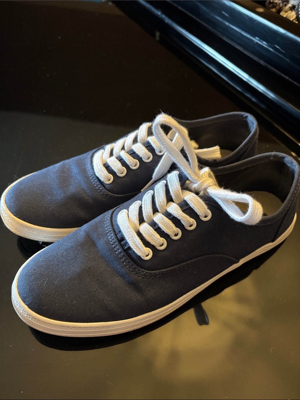 Navy canvas sneakers